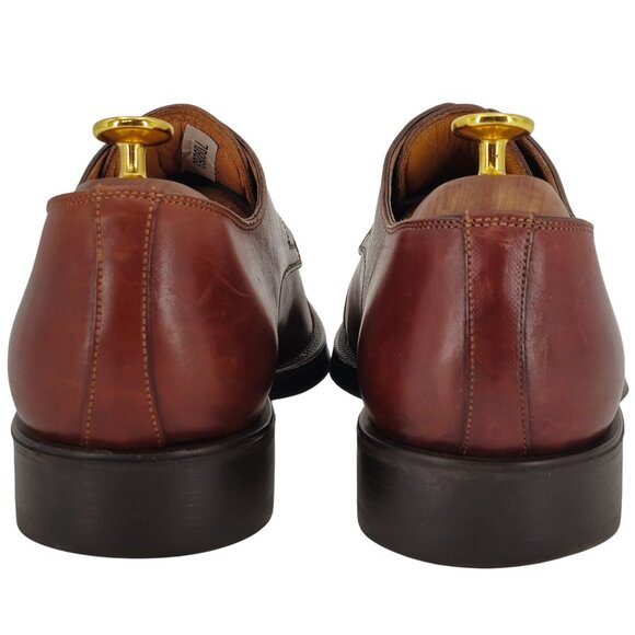 Santoni Italy Brown Leather Dress Shoes Men size 9 Classic Cap-toe Derby Oxfords - Picture 7 of 9